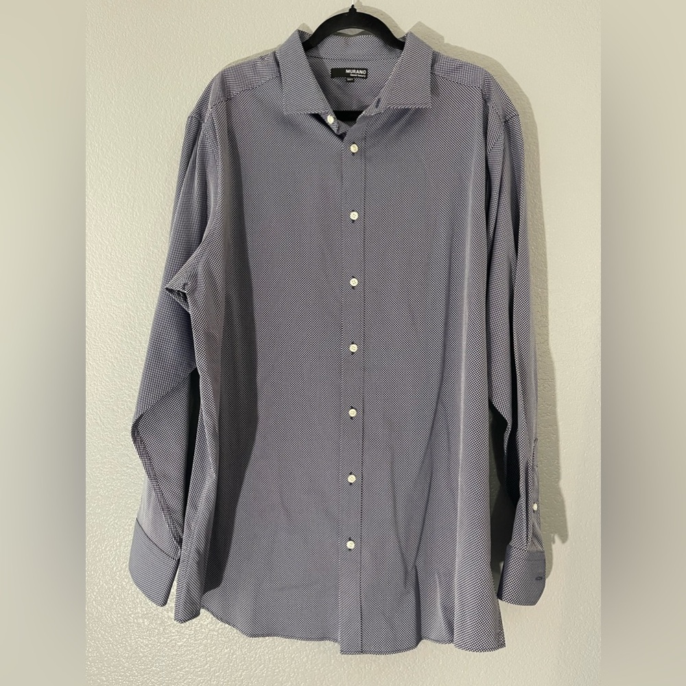 Murano liquid luxury- Size 2XT- long sleeve navy with small white circles